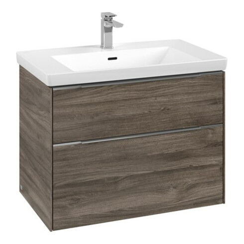 V&B Subway 3.0 Meuble sous lavabo 77,2x57,6x47,8 cm, alu brillant, avec LE/Gr