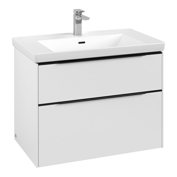 V&B Subway 3.0 Meuble sous lavabo 77,2x57,6x47,8 cm, bleu mat, blanc brillant