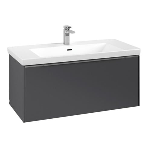 V&B Subway 3.0 Meuble sous lavabo 97,3x42,9x47,8 cm, aluminium brillant, graphite