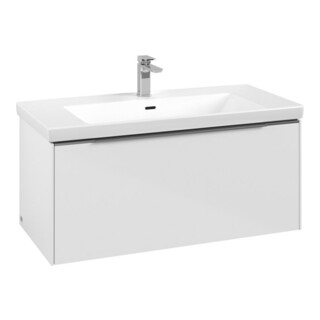 V&B Subway 3.0 Meuble sous lavabo 97,3x42,9x47,8cm, AL gris, Bri blanc