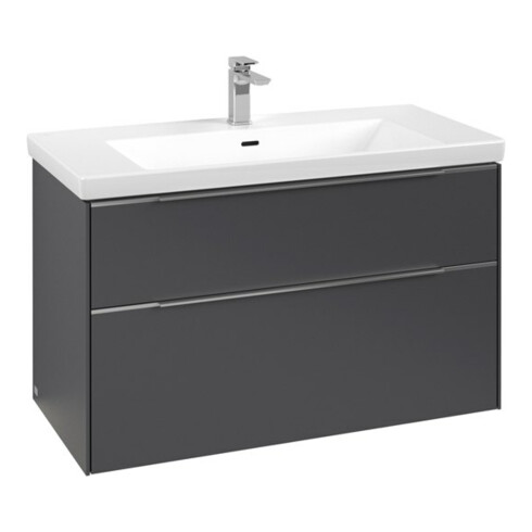 V&B Subway 3.0 Meuble sous lavabo 97,3x57,6x47,8 cm, alu brillant/graphite