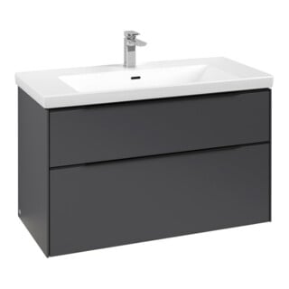 V&B Subway 3.0 Meuble sous lavabo 97,3x57,6x47,8 cm, avec LE/Gr devant bleu, graphite