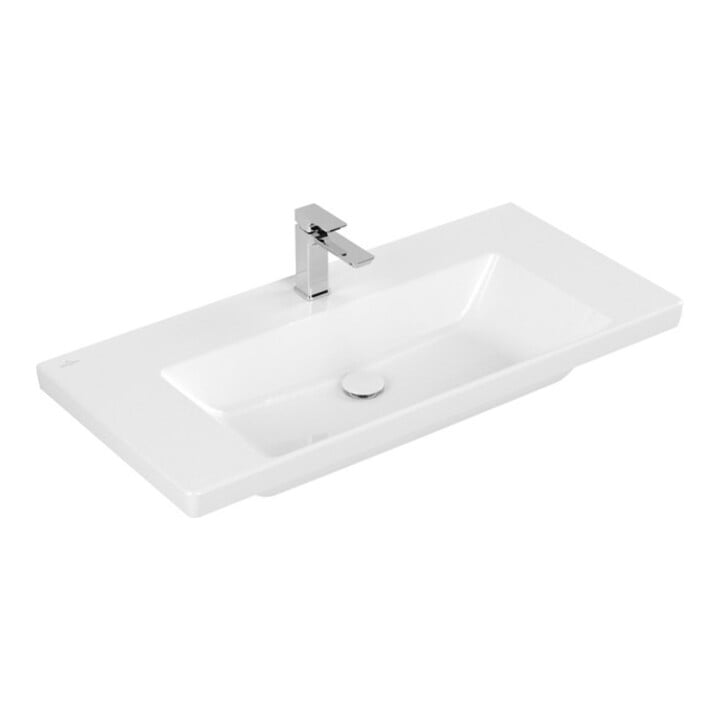 V&B Subway 3.0 meuble vasque 100x47 cm, angle, avec 1 robinet/lavabo, blanc
