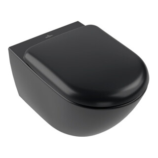 V&B TwistFlush Antao WC suspendu 37,5x56cm, sans rebord, noir pur C-plus