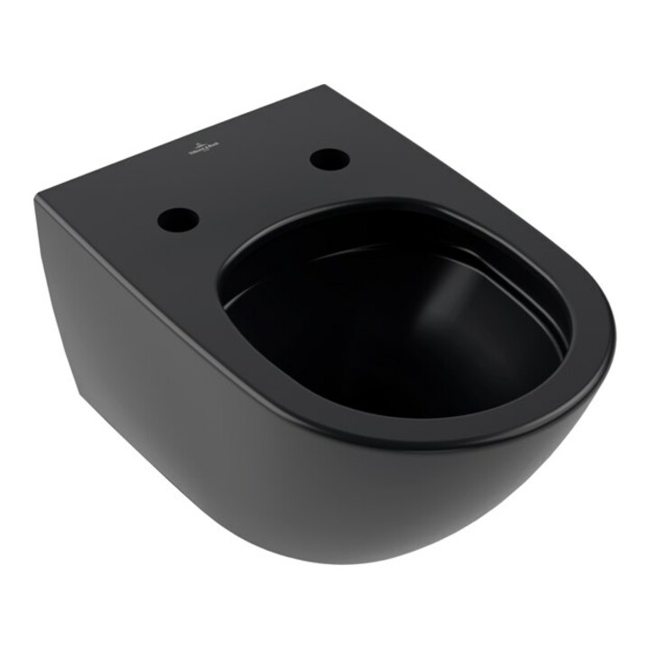 V&B TwistFlush Antao WC suspendu 37,5x56cm, sans rebord, noir pur C-plus