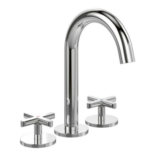 V&B V&B Robinet de lavabo 3 trous Loop& Friends, poignée croix, sans garniture de vidage, chrome