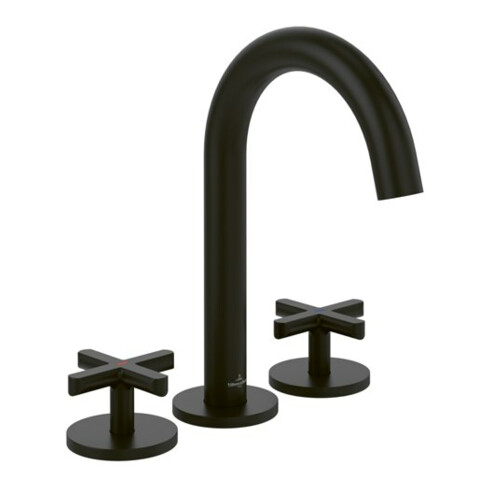V&B V&B Robinet lavabo 3 trous Loop & Friends Croisillon, sans garniture, noir mat