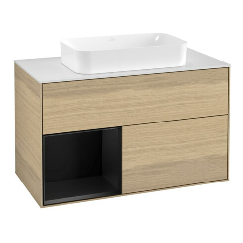 V&B V&B Waschtischunterschrank Wandbeleuchtung Finion 100, Plwh. m, Reg li bla m Lac, Oa ven