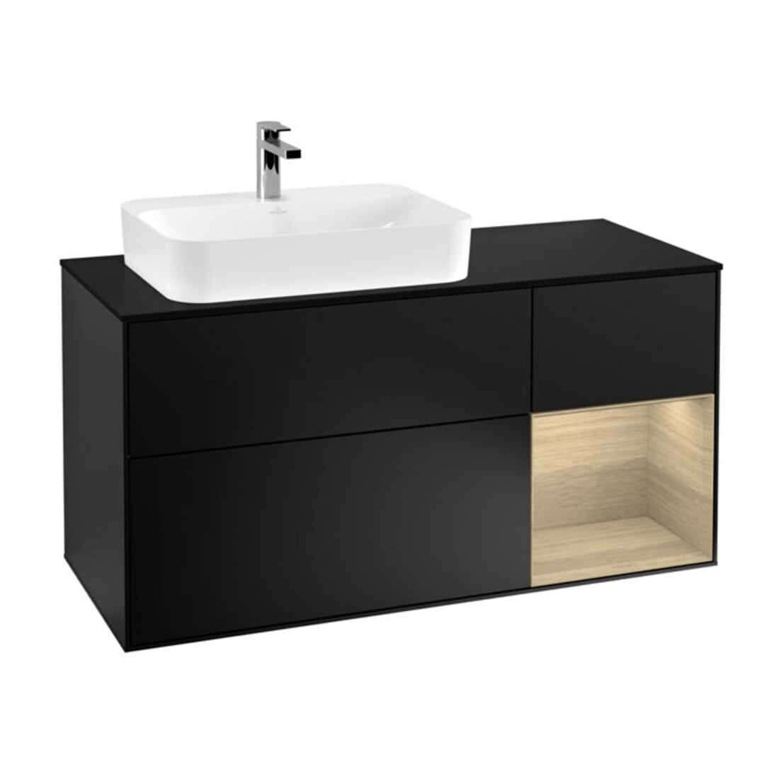 V&B V&B Waschtischunterschrank Wandbeleuchtung Finion 120cm, Plb m, Reg re Oa ven, bla m Lac