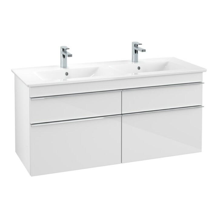 V&B Venticello Meuble sous-lavabo 125,3x59x50,2cm, chrome, blanc brillant