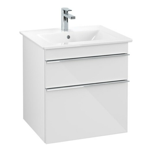 V&B Venticello Meuble sous lavabo 55,3x59x50,2 cm, chrome, blanc brillant