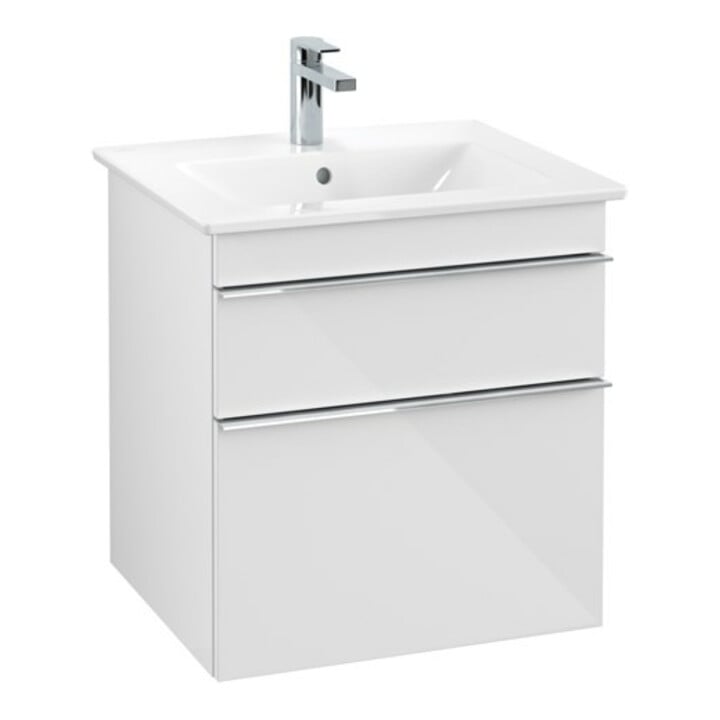 V&B Venticello Meuble sous lavabo 55,3x59x50,2 cm, chrome, blanc brillant
