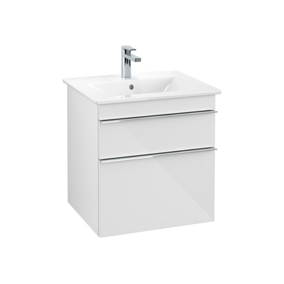V&B Venticello Meuble sous lavabo 55,3x59x50,2 cm, chrome, blanc brillant