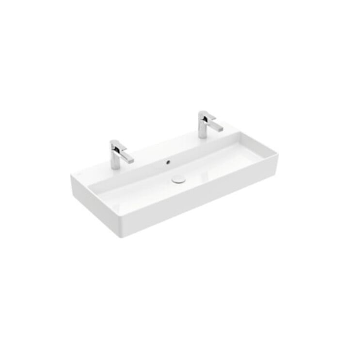 V&B Waschtisch Memento 2.0 100x47cm, gs, 2xHahnloch, m Ü, we alp C+