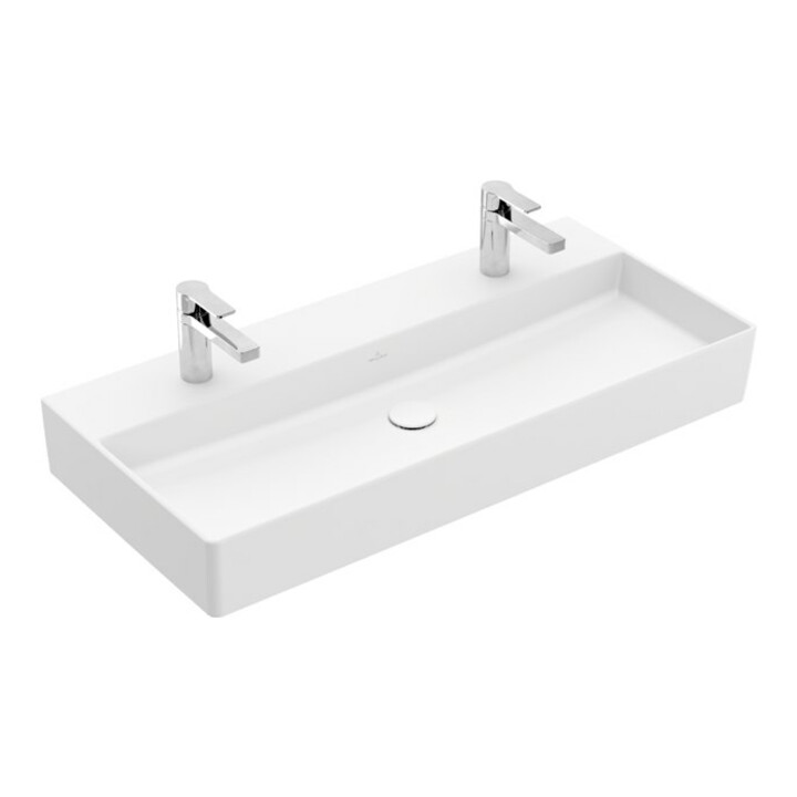V&B Waschtisch Memento 2.0 100x47cm, gs, 2xHahnloch, o Ü, st wh. C+