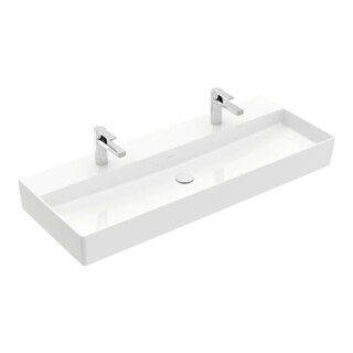 V&B Waschtisch Memento 2.0 120x47cm, 2xHahnloch, o. ÜL, weiß alpin