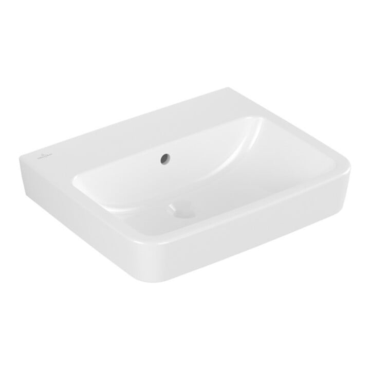 V&B Waschtisch O.NOVO 55x46cm, eck, o. HL, m ÜL, weiß C-plus
