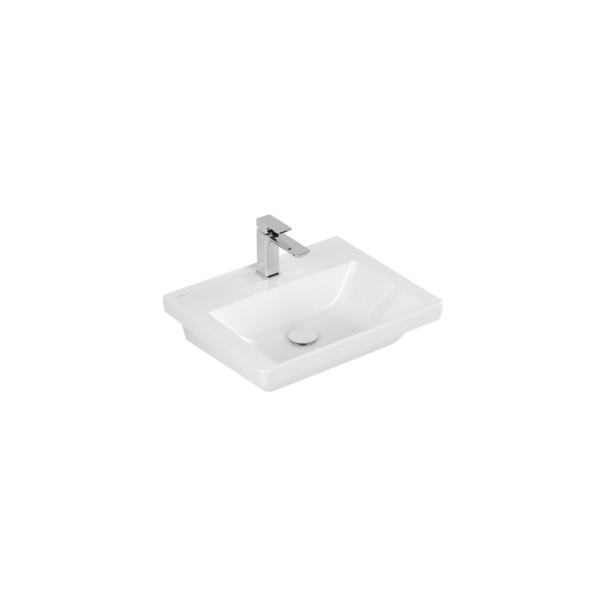V&B Waschtisch Subway 3.0 55x44cm, eck., m 1 HL/o ÜL, weiß C-plus ; Villeroy & Boch