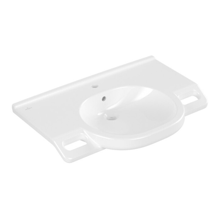 V&B Waschtisch VICARE 80x55cm, m HL, m ÜL, weiß AntiBac C-Plus