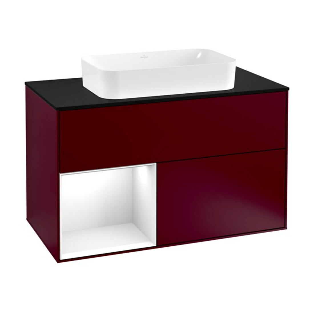 V&B Waschtischunterschrank Abdeckplatte bla m Finion 100x60,3cm, Reg li glo wh. Lac, Peo Matt