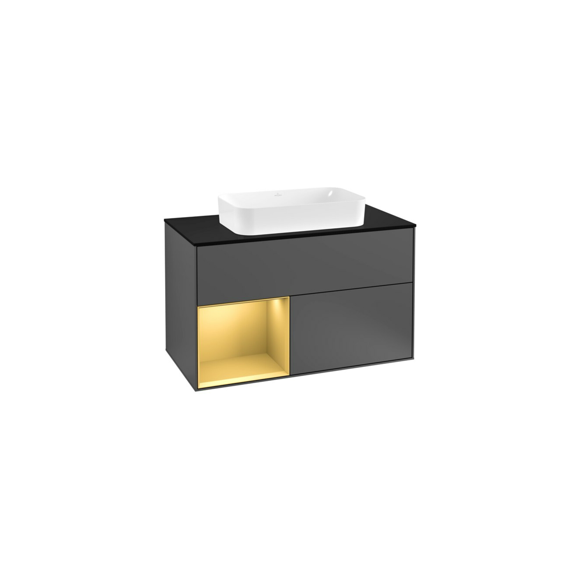 V&B Waschtischunterschrank Abdeckplatte bla m Finion 100x60,3cm, Reg li gol m, Anthrac. matt ; Villeroy & Boch