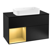 V&B Waschtischunterschrank Abdeckplatte bla m Finion 100x60,3cm, Reg li gol m, bla m lacquer