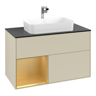 V&B Waschtischunterschrank Abdeckplatte bla m Finion 100x60,3cm, Reg li gol m, si Gr m Lac