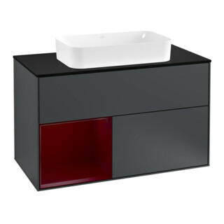 V&B Waschtischunterschrank Abdeckplatte bla m Finion 100x60,3cm, Reg li Peo, md bl. m Lacquer