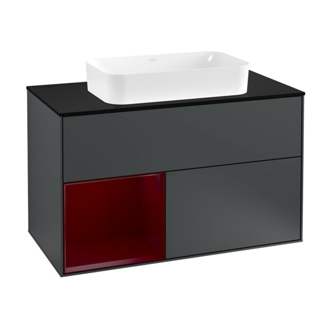 V&B Waschtischunterschrank Abdeckplatte bla m Finion 100x60,3cm, Reg li Peo, md bl. m Lacquer