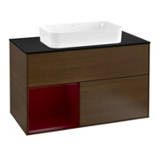 V&B Waschtischunterschrank Abdeckplatte bla m Finion 100x60,3cm, Reg li Peony, Walnut veneer