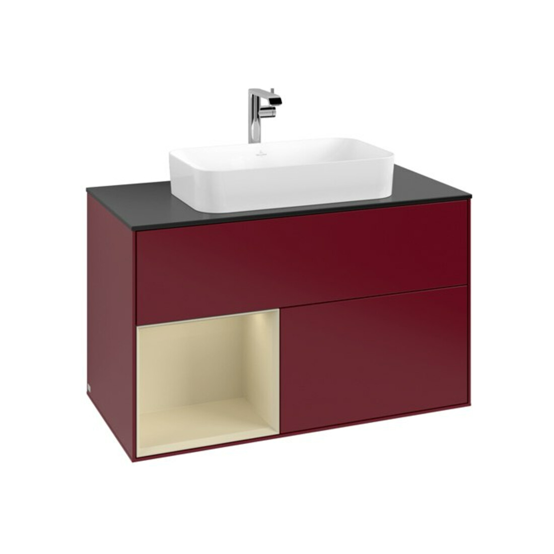 V&B Waschtischunterschrank Abdeckplatte bla m Finion 100x60,3cm, Reg li si Gr m Lac, Peo Matt