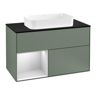 V&B Waschtischunterschrank Abdeckplatte bla m Finion 100x60,3cm, Reg li wh. m Lac, Oli. m Lac