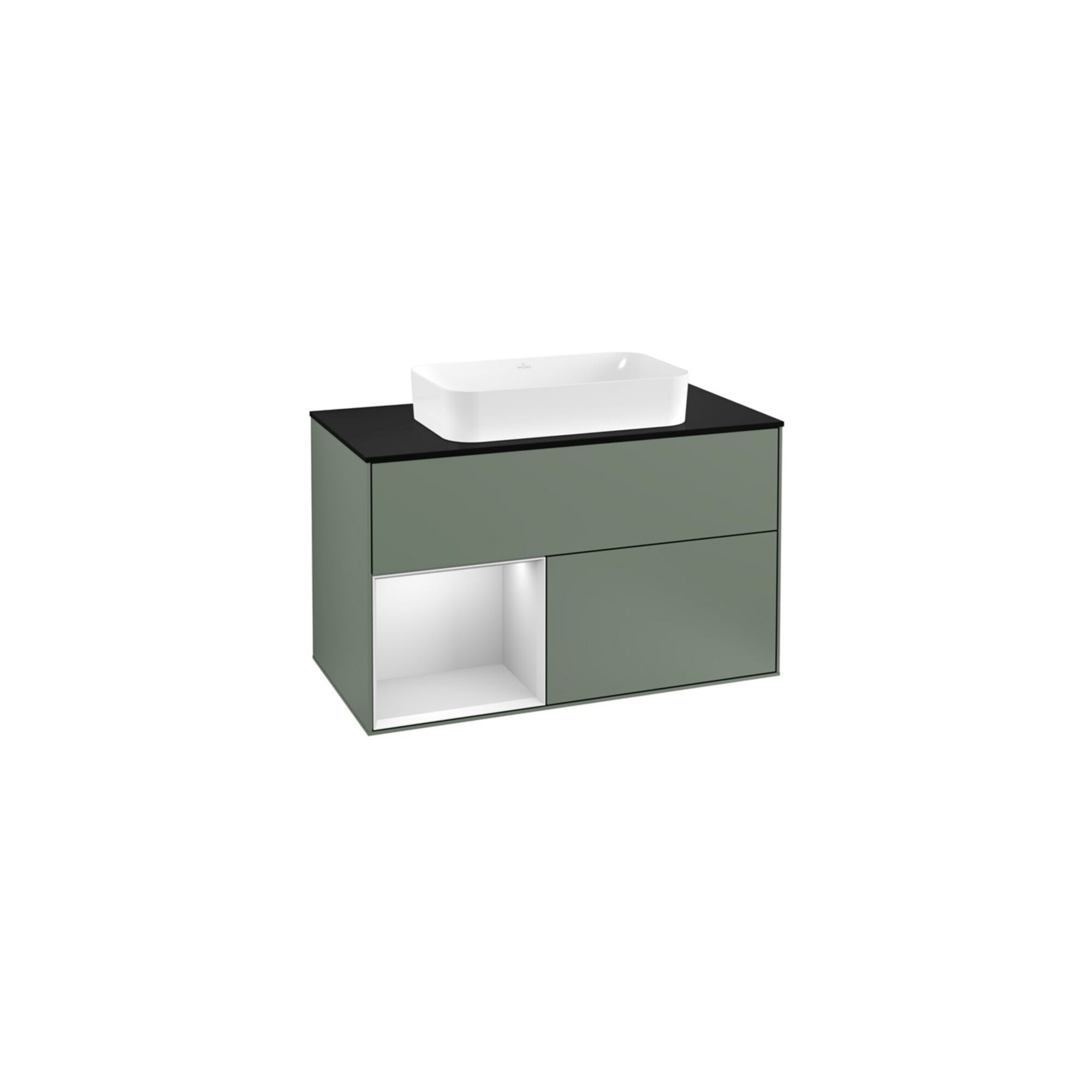V&B Waschtischunterschrank Abdeckplatte bla m Finion 100x60,3cm, Reg li wh. m Lac, Oli. m Lac ; Villeroy & Boch