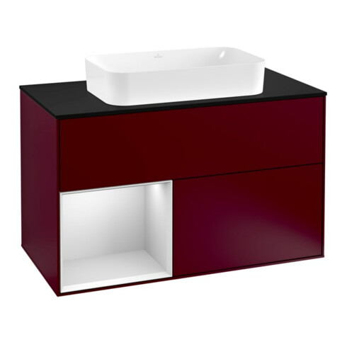 V&B Waschtischunterschrank Abdeckplatte bla m Finion 100x60,3cm, Reg li wh. m Lac, Peony Matt