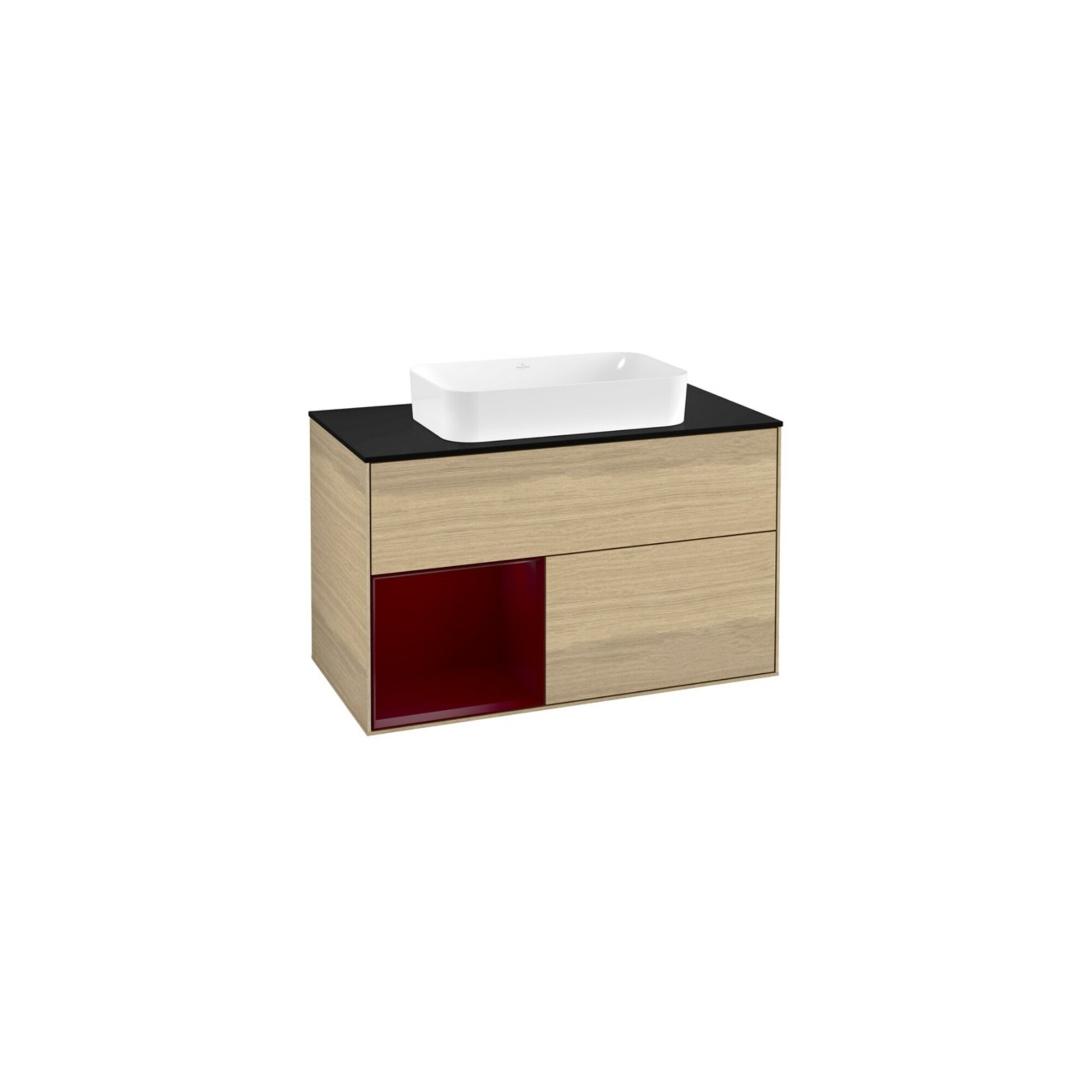 V&B Waschtischunterschrank Abdeckplatte bla m Finion 100x60,3cm, Reg links Peony, Oak Veneer ; Villeroy & Boch