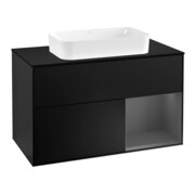 V&B Waschtischunterschrank Abdeckplatte bla m Finion 100x60,3cm, Reg re Anthrac. m, bla m Lac