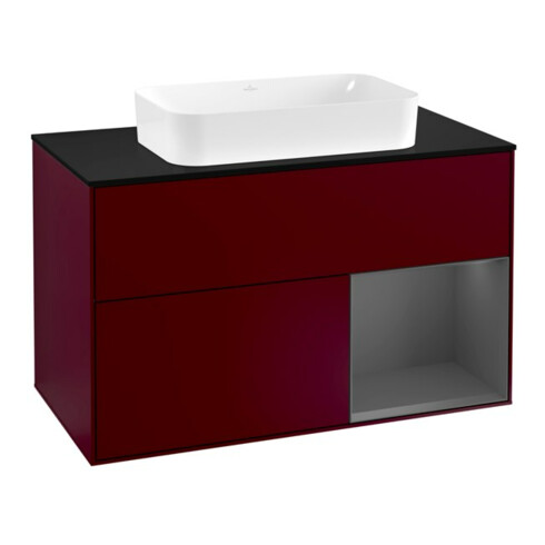 V&B Waschtischunterschrank Abdeckplatte bla m Finion 100x60,3cm, Reg re Anthrac. m, Peo Matt