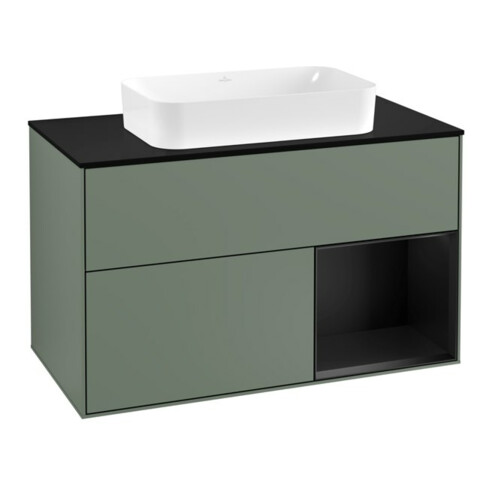 V&B Waschtischunterschrank Abdeckplatte bla m Finion 100x60,3cm, Reg re bla m Lac, Oli. m Lac