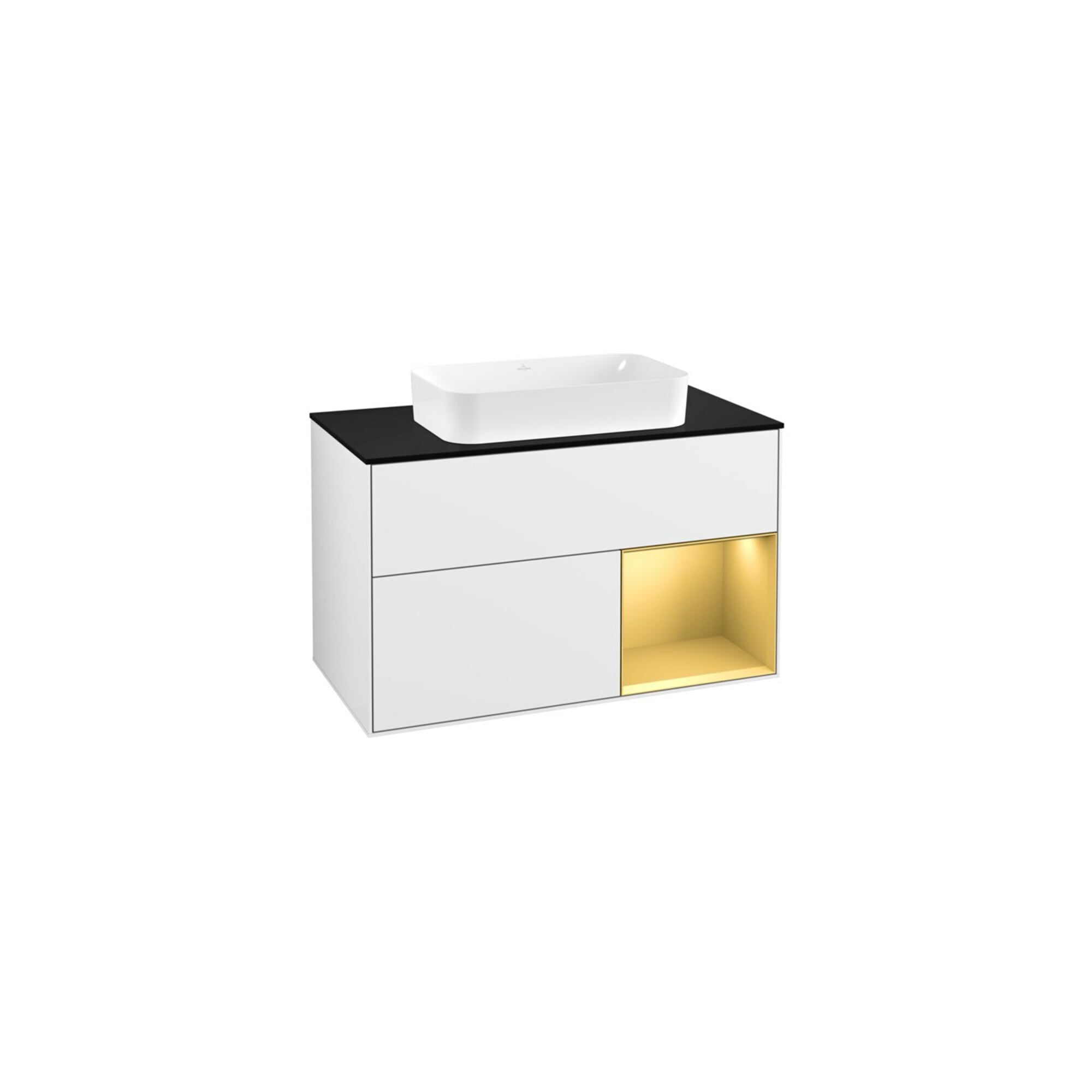 V&B Waschtischunterschrank Abdeckplatte bla m Finion 100x60,3cm, Reg re gol m, glo wh. Lac ; Villeroy & Boch