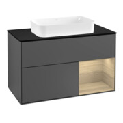 V&B Waschtischunterschrank Abdeckplatte bla m Finion 100x60,3cm, Reg re Oa ven, Anthrac. matt