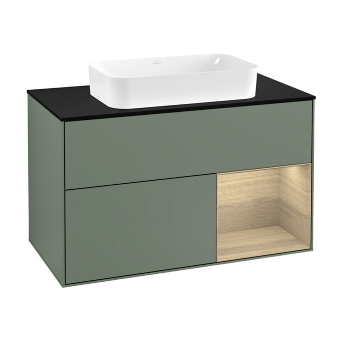 V&B Waschtischunterschrank Abdeckplatte bla m Finion 100x60,3cm, Reg re Oa ven, Oli. m Lac