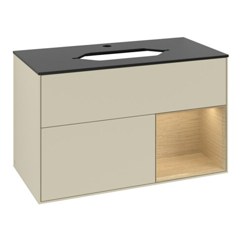 V&B Waschtischunterschrank Abdeckplatte bla m Finion 100x60,3cm, Reg re Oa ven, si Gr m Lac
