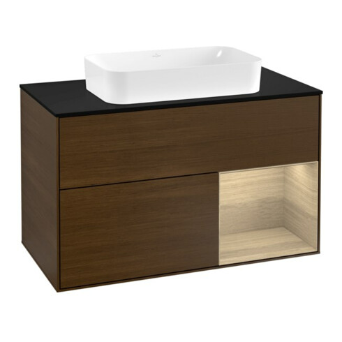 V&B Waschtischunterschrank Abdeckplatte bla m Finion 100x60,3cm, Reg re Oa ven, Walnut veneer