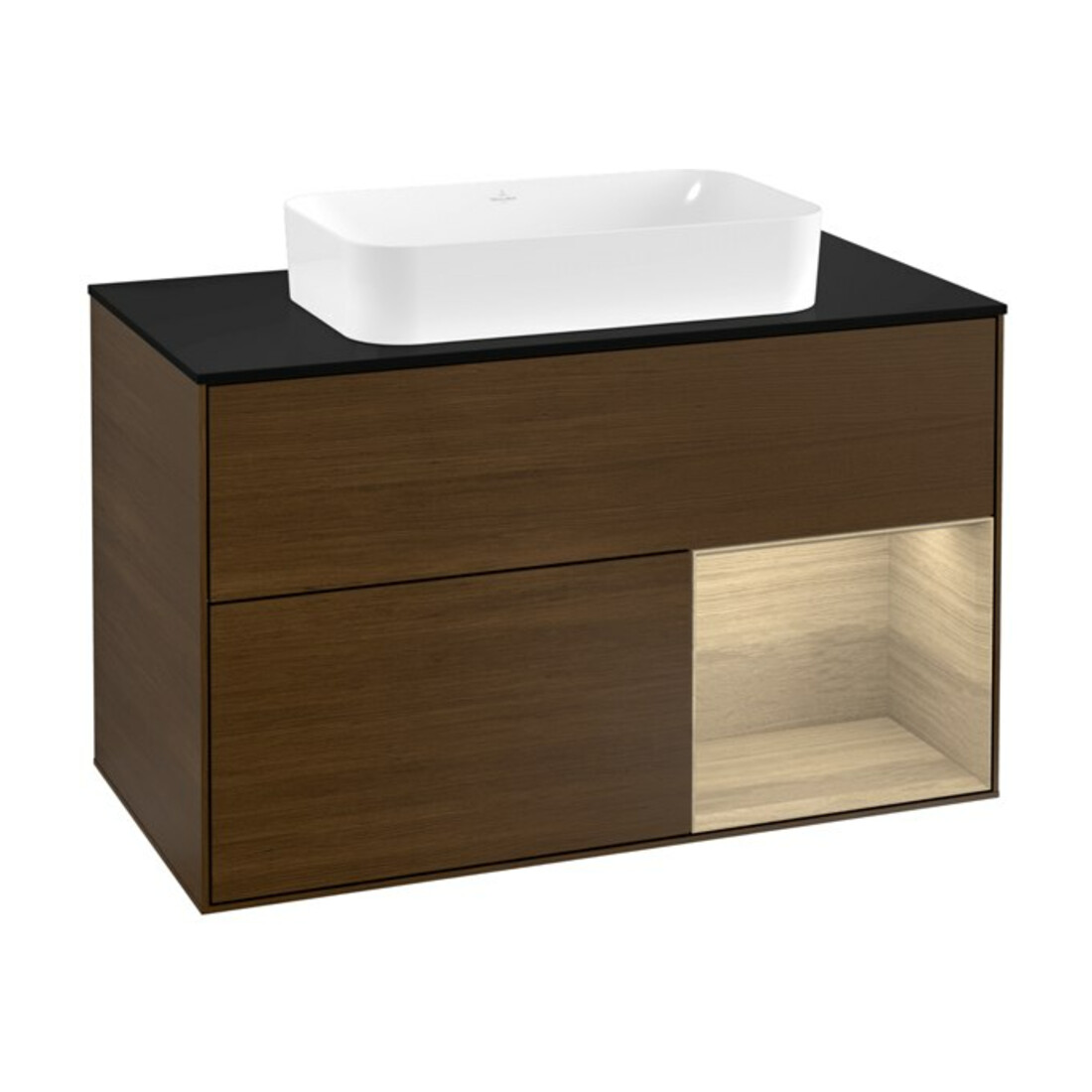 V&B Waschtischunterschrank Abdeckplatte bla m Finion 100x60,3cm, Reg re Oa ven, Walnut veneer