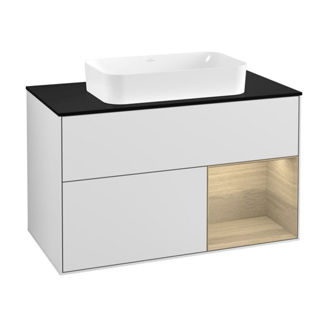 V&B Waschtischunterschrank Abdeckplatte bla m Finion 100x60,3cm, Reg re Oa ven, wh. m lacquer