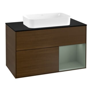 V&B Waschtischunterschrank Abdeckplatte bla m Finion 100x60,3cm, Reg re Oli. m Lac, wal ven