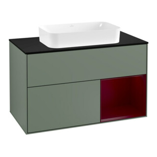 V&B Waschtischunterschrank Abdeckplatte bla m Finion 100x60,3cm, Reg re Peo, Oli. m Lacquer