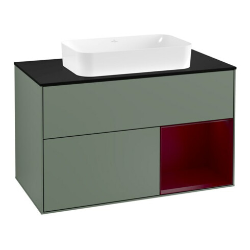 V&B Waschtischunterschrank Abdeckplatte bla m Finion 100x60,3cm, Reg re Peo, Oli. m Lacquer