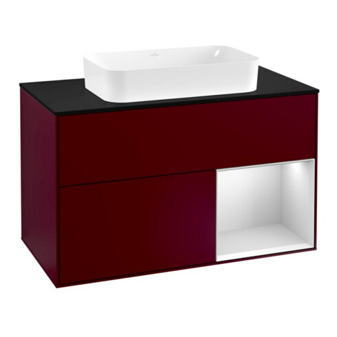 V&B Waschtischunterschrank Abdeckplatte bla m Finion 100x60,3cm, Reg re wh. m Lac, Peony Matt