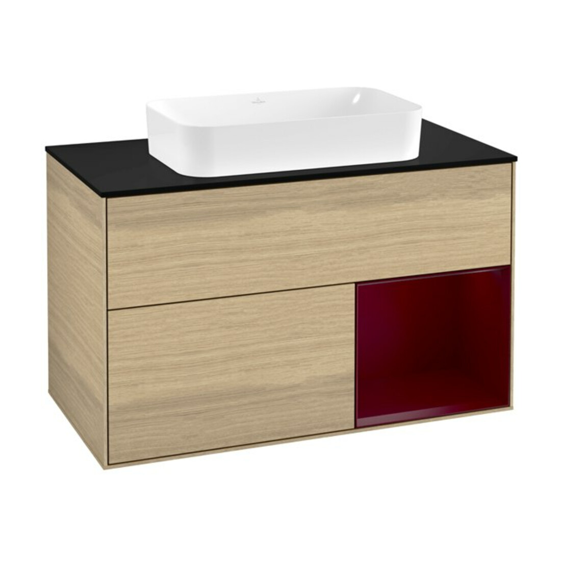 V&B Waschtischunterschrank Abdeckplatte bla m Finion 100x60,3cm, Reg rechts Peony, Oak Veneer